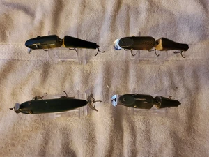 Lotto di esche vintage in legno x 4 due CCBC, 1 zampa di zampa e 1 arnold - Foto 1 di 10