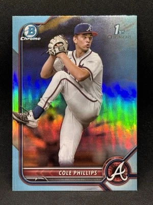 Cole Phillips 2022 Bowman Chrome 1st #BDC-90 Sky Blue Refractor - Braves - Image 1 of 2