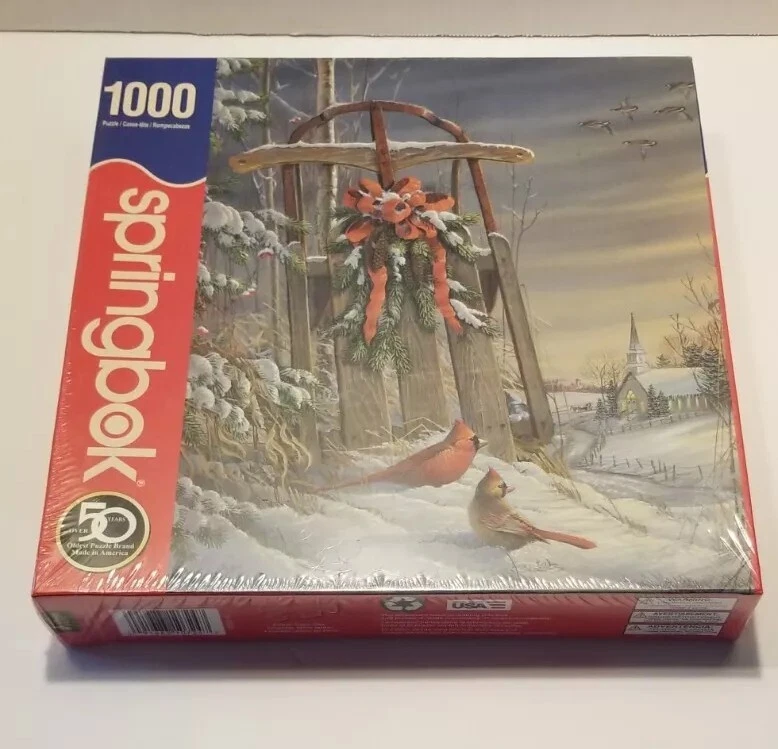 Winter Red Birds 1000 PC Puzzle Holiday Christmas Cardinals Springbok 2014