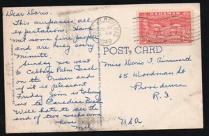 Postal de Bahamas 28 de julio de 1949 KGVI Scott 135 Market Street Nassau - Imagen 1 de 2