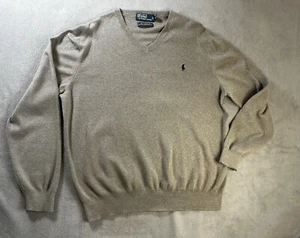 Ralph Lauren Polo Hombre Jersey XXL GRIS Manga Larga Jersey Suéter 100 Algodón - Imagen 1 de 7
