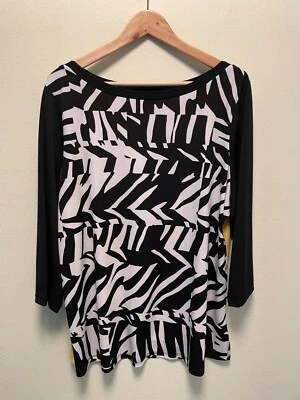 Túnica Susan Graver para mujer talla XL negra abstracta tejida líquida arte moderno para usar Foto 1 de 4