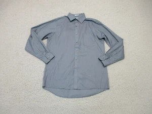 Van Heusen Button Up Shirt 15.5 Gray Dress Pin Cord Classic Fit Wrinkle Free Men - Picture 1 of 10