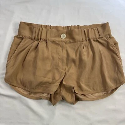 Emerson Thorpe Brown Silk Shorts Pockets Elastic Waist Women Size XS Neutral - Image 1 of 4