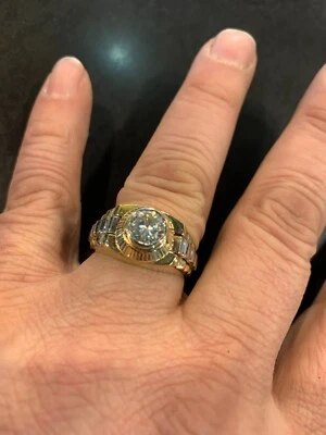 NEW 14K SOLID YELLOW GOLD 1ct MOISSANITE MENS RING WAK - Image 1 of 4