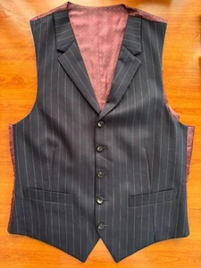 SuitSupply Ferrara Waistcoat Vest 100% wool dark navy blue Notch Lapel size 38R - Picture 1 of 18