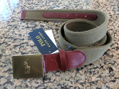 Polo Ralph Lauren Cinturón Hombre Poni Placa Lona y Cuero 34/38/40 Foto 1 de 4