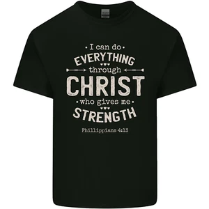 Christ Gives Me Strength Christian Jesus God Herren Baumwolle T-Shirt Top - Bild 1 von 3