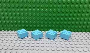 Lego 4 Medium Azure 2x2 brick block NEW - Picture 1 of 1