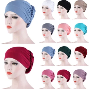 Muslim Women Hijab Hats Bonnet Caps Pleated Head Cover Beanie Underscarf Islamic - Picture 1 of 31