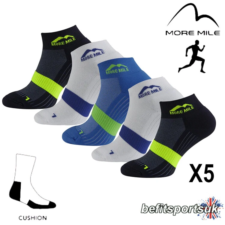 MENS RUNNING SOCKS BLISTER TWIN SKIN MORE MILE SOFT ANKLE SPORTS GYM 5 PAIRS - Image 1 of 4