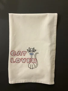 VINTAGE “CAT LOVER” TABLE TOPPER OR VERY LARGE TOWEL PRISTINE ATOMIC CAT - Picture 1 of 6