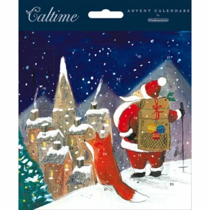 Santa and Fox Card Advent Calendar Card 160 x 160 mm & envelope Caltime - Picture 1 of 1