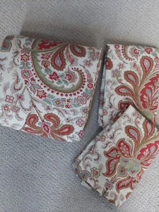 Pottery Barn 3 Pc Set QUEEN Duvet Cover * 2 Shams Red "Charlie" Paisley Cotton - Picture 1 of 9