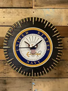 18" Navy Flag Bullet Clock - 5.56 NATO hrs / 9mm Mins - Picture 1 of 1