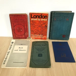 Vintage Map Guidebook Atlas Bundle x 6 Devon London World Bath Cambridge - Picture 1 of 19