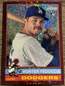 Hunter Feduccia - (RC) - 2025 Topps Heritage -Burgundy Sparkle Refractor Dodgers - Picture 1 of 2