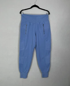 Pantalones de chándal Athleta Venice Moto para mujer azul medio bolsillos con cremallera cintura alta acanalados - Imagen 1 de 16