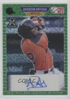 2021 Leaf Pro Set Metal 1989 Green Mojo /4 Aeverson Arteaga #PA-AA1 Auto - Image 1 of 2