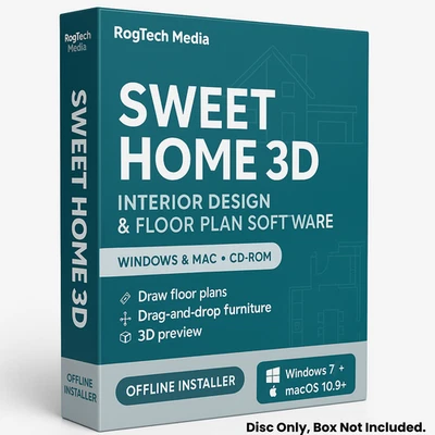 Sweet Home 3D 2025-Graphic Interior Design CAD Architect Software-Windows/Mac-CD - Image 1 of 4