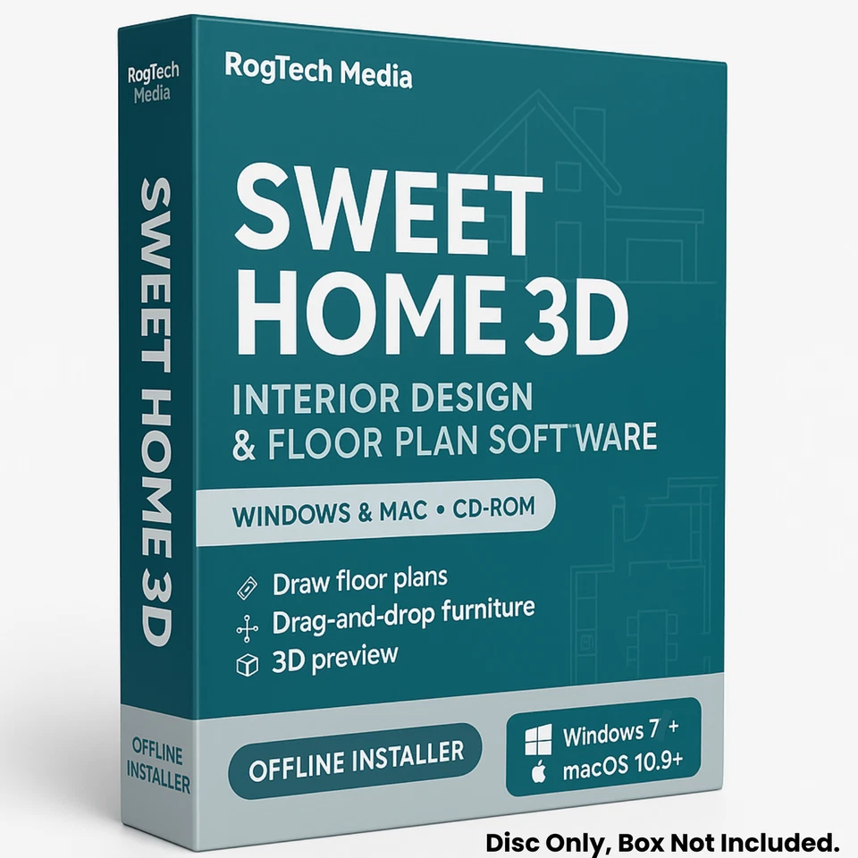 Sweet Home 3D 2025-Graphic Interior Design CAD Architect Software-Windows/Mac-CD - Image 1 of 4
