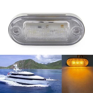 12V LED Yellow Signal Light Lamp For Truck Trailer RV Boat 3528 SMD 74mmx33mm - Picture 1 of 8