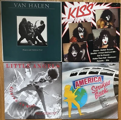4 Classic Rock Vinyl Bundle Joblot KISS, Van Halen, Little Angels & Compilation - Image 1 of 4