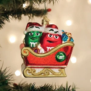 M&M'S im Schlitten Glas Ornament - Bild 1 von 2