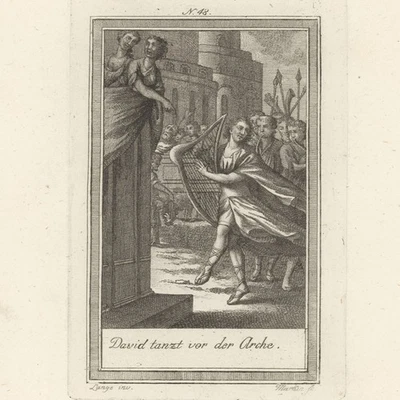 Bibel Altes Testament David tanzt Bundeslade Weltgeschichte Kupferstich 19 Jhd - Bild 1 von 3