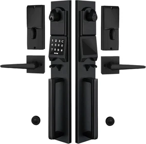 Left-Handed Matte Black Electronic Smart Handleset with Keypad Lock for Doubl... - Picture 1 of 9