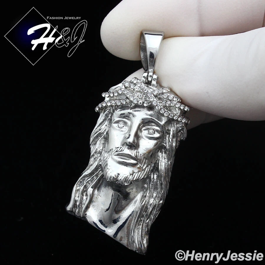 MEN's Stainless Steel ICY Bling CZ 3D Gold/Black Plated JESUS Face Pendant*P133 - Image 1 of 1