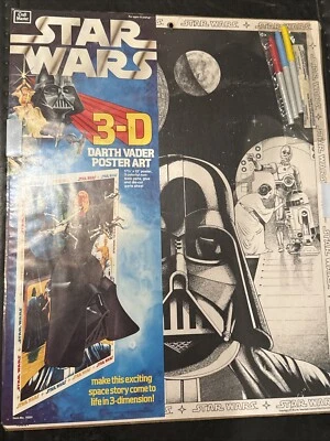 Vintage 1978 Craft Master STAR WARS 3D pop out Darth Vader Coloring POSTER - NIB - Image 1 of 2