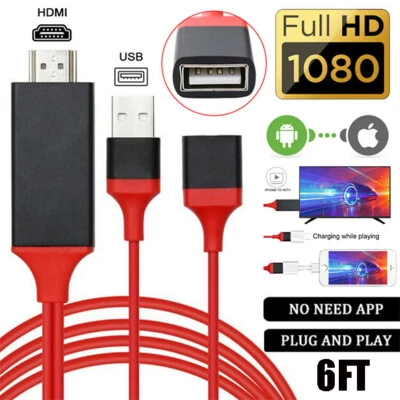 1080P HDMI Cable Phone to TV HDTV AV Adapter Universal For iPhone Android Type🔥 - Image 1 of 4