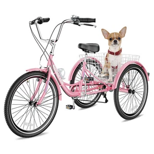 MOONCOOL Adult Tricycles 7 Speed Adult Trikes 24 in 3 Wheel Bikes for Women, Men - Picture 1 of 84