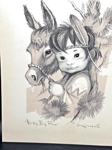 American Indian Boy Donkey Art Print Monteague Flagg Billy Big Pine - Picture 1 of 1