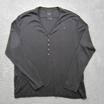 Camisa G-Star Raw Para Hombres XXXL Negra Eleanor Granddad Henley Manga Larga Cruda Correcta Foto 1 de 4