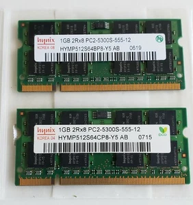 2x HYNIX 1GB 2Rx8 PC2 5300S HYMP512S64BP8-Y5 AB DDR2 667MHZ - Picture 1 of 2