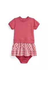 Polo Ralph Lauren Baby Girls Gingham Terry Sweatshirt Dress Red 3M - Picture 1 of 4