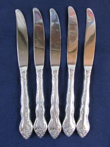 SET 5 SPEISEMESSER! Vintage INTERNATIONAL Silberauflage ABBEY ROSE Muster SCHÖN - Bild 1 von 6