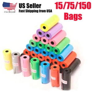 Dog Poop Bags Paw Print Pet Waste, Poopbag Clean Up Refills Roll (15~150 Bags) - Picture 1 of 8