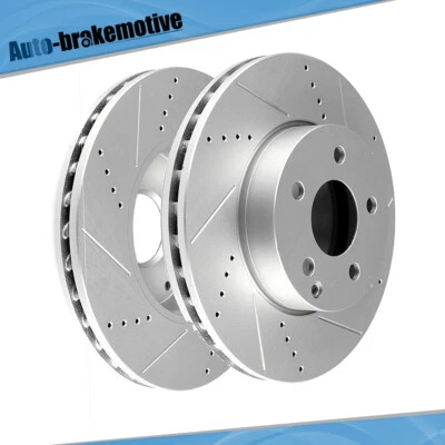 Front Drilled & Slotted Brake Rotors Discs For 2008-2016 Mercedes-Benz C300 C250 - Изображение 1 из 4