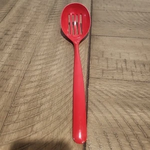 Vtg Copco Red Melamine Slotted Spoon #2530 Classic Cooking Tool Utensil 14.25” - Picture 1 of 3