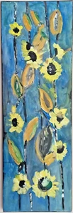 Acrylgemälde "Gelbe Blumen" auf Leinwand 90 x 30 cm Gemälde - Bild 1 von 4
