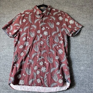Ted Baker Men’s Short Sleeve Shirt Size 3 “Medium” Burgundy Floral Print Cotton - Picture 1 of 15
