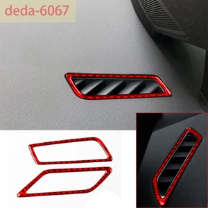 Red Carbon Fiber Dashboard Air Vent Outlet Ring Trim For VW Golf 8 MK8 GTI 2021+ - Picture 1 of 9