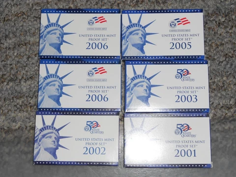 SIX 6 US PROOF SET LOT 2001, 2002, 2003, 2005, 2 - 2006 FREE SHIPPING Cover