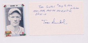 Tom Sunkel Brooklyn Dodgers Autographed Index Card W/1990 Target Card 