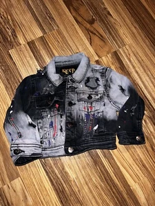 KLEEP Graffiti Denim Jacket Size 2T Kids Toddler - Picture 1 of 8
