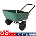 Garden Cart Barrow Dual-Wheel Polyurethane Air Filled Tires Durable For Hauling