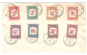 SEYCHELLES Cover KGVI *POSTAGE DUES* (1951) 2c-30c Set{8} Used 1956 CDS MA48 - Picture 1 of 18